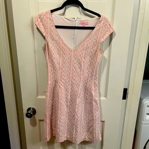 Lilly Pulitzer pink and white cap sleeve dress